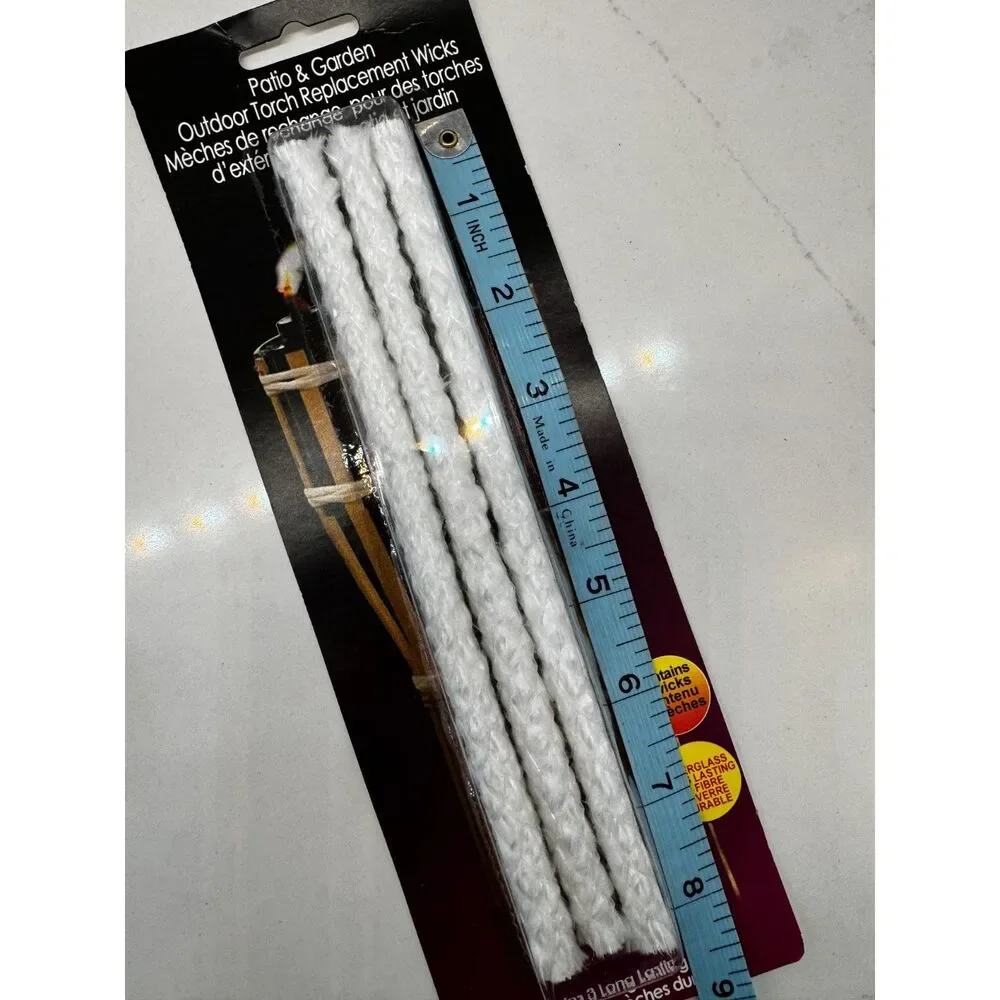 Pepperell Braiding Co. Outdoor Fiberglass Tiki Torch Replacement Wicks Set of 15